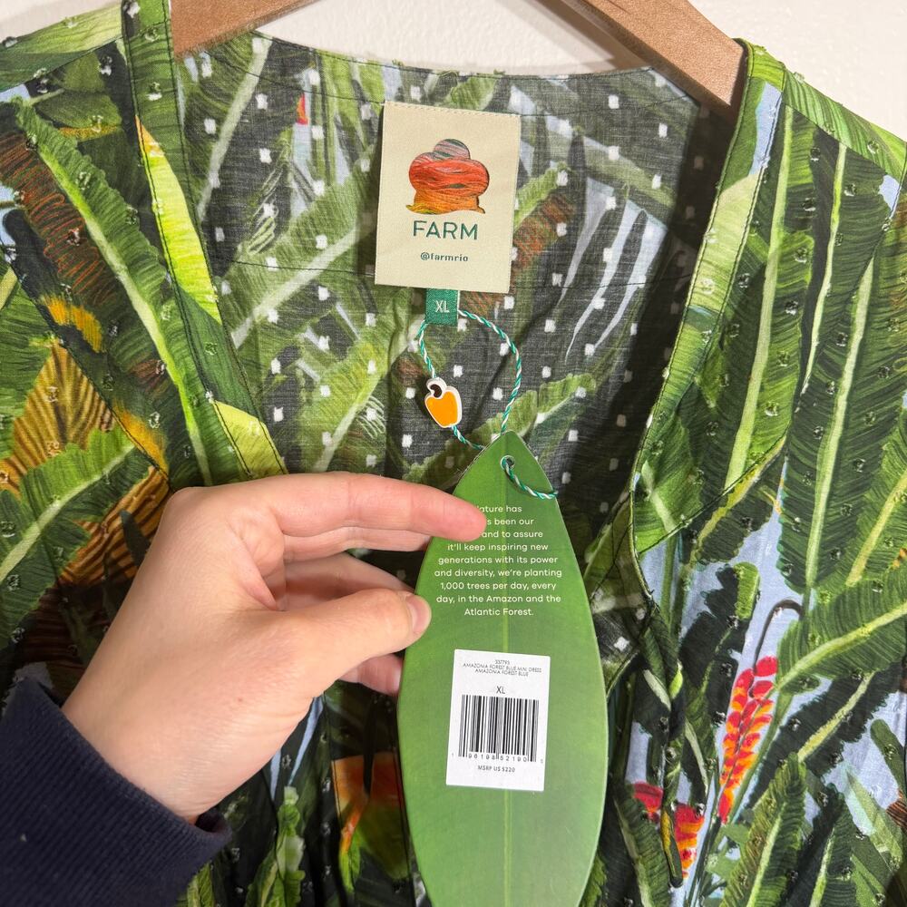 NWT Farm Rio Amazonia Forest Blue Mini Dress - Picture 4 of 5